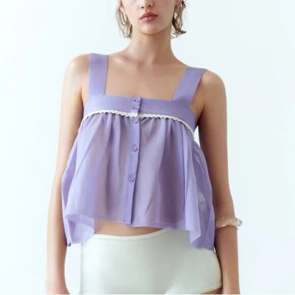 ZARA Sleeveless Knitted Crop Top Size S NEW WITH TAG! - Picture 1 of 6